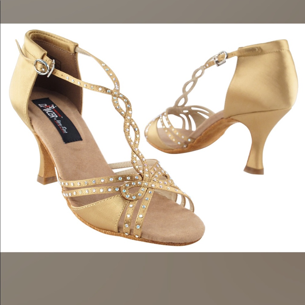 Very Fine Tan Satin Ballroom/Salsa Dance Shoes CD2801